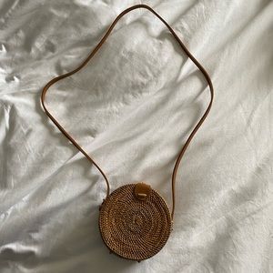 Tan Round Woven Purse